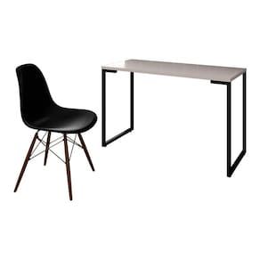 Mesa Escrivaninha Fit 120cm Branco E Cadeira Charles Ft1 Preta - Mpozenato