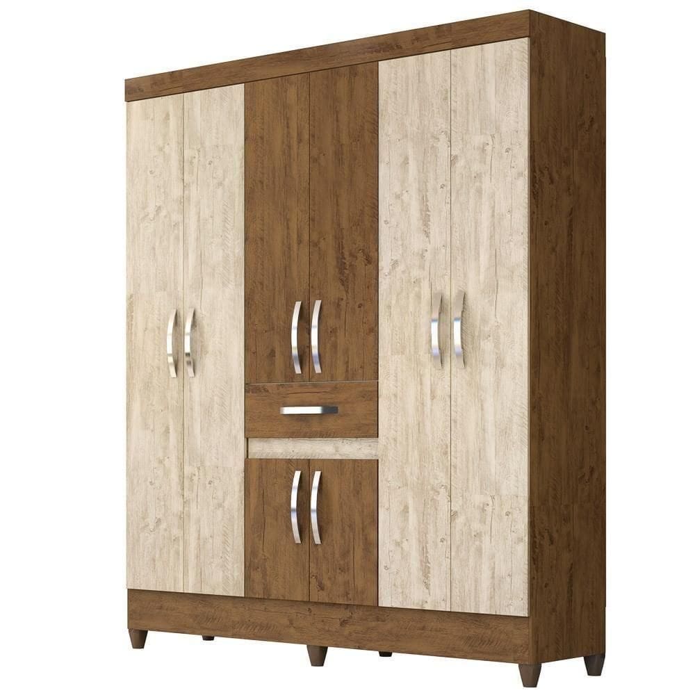Guarda Roupa Casal Portugal 8 Portas Castanho-avelã Wood - Moval