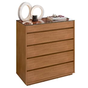Cômoda Para Quarto Tampo De Vidro E Colmeia Belize C14 Cedro - Mpozenato