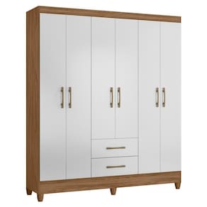 Guarda Roupa Casal 6 Portas 2 Gavetas 153cm Paraná M07 -branco - Mpozenato