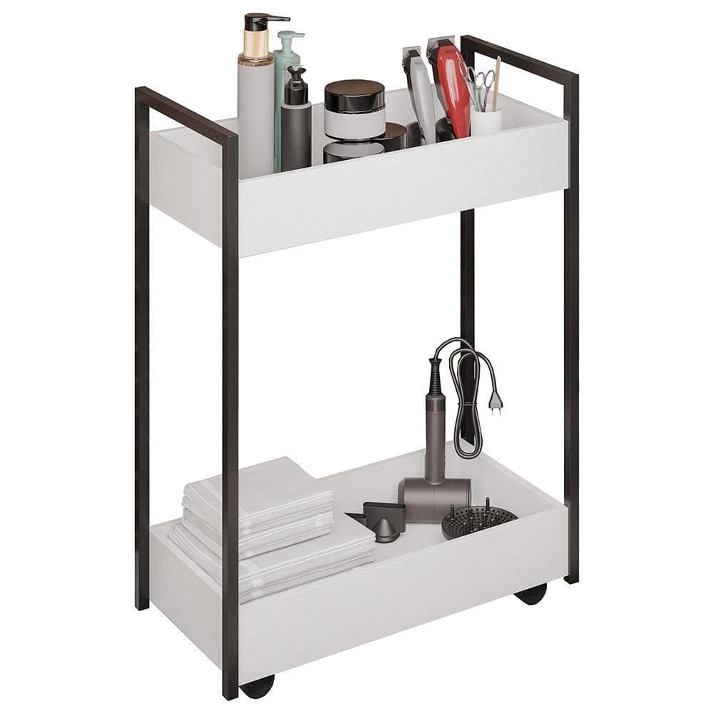 Carrinho Auxiliar Para Salão De Beleza Industrial Sara M24 Branco-preto - Mpozenato