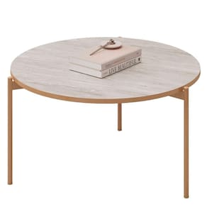 Mesa De Centro Redonda Para Sala Pé Metal Nala D04 Quartzo - Mpozenato