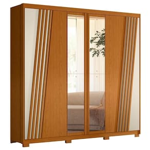 Guarda Roupa Casal 6 Portas Com Espelho 240cm Ouro Verde Cinamomo-off White - Albatroz