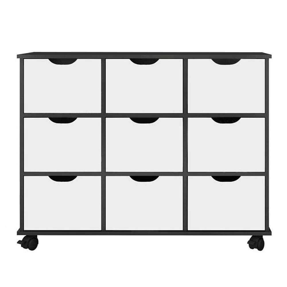 Nicho Organizador Com Rodízios Toys 9 Gavetas Q01 Preto-branco - Mpozenato