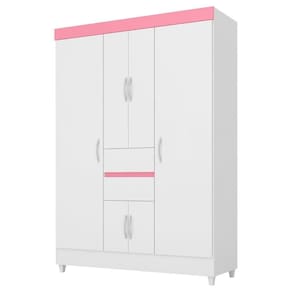 Guarda Roupa Casal 6 Portas 2 Gavetas Ecom Ii D02 Branco-rosa-branco - Mpozenato