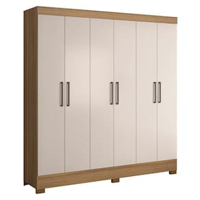 Guarda Roupa Casal 201cm 6 Portas Pratik D02 Amêndola-off - Mpozenato