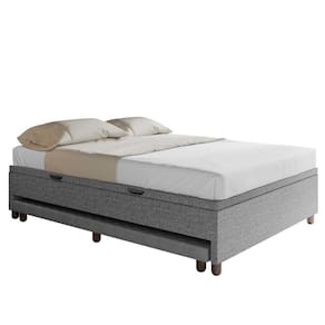 Bicama Casal Box Com Baú 138x188cm Samy S05 Linho Cinza - Mpozenato