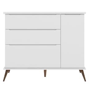 Cômoda Infantil 1 Porta 3 Gavetas 100% Mdf Pés Retrô Melinda Branco - Phoenix