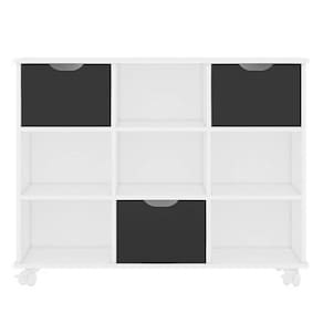 Nicho Organizador Com Rodízios Toys 3 Gavetas Q01 Branco-preto - Mpozenato