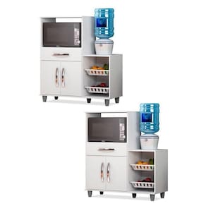 Kit 2 Armários Multiuso Com Fruteira Irlanda - Lumil Móveis Branco-castanho