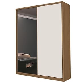 Guarda Roupa 2 Portas Deslizante 1 Com Espelho 3 Gavetas Spazio Freijó-off White - Mpozenato