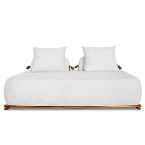 Sofá 3 Lugares 200cm Ilha Base Madeira Viero S06 Boucle Branco - Mpozenato
