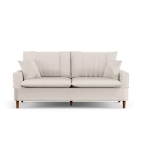 Sofá Living 3 Lugares 200cm Com Almofadas Veras D05 Linho Cru - Mpozenato