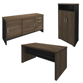 Conjunto Escritório 3 Peças Mesa 158cm Corp A06 Charuto-preto - Mpozenato