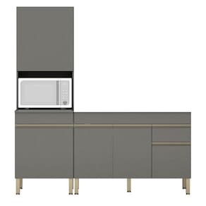 Paneleiro E Balcão Gabinete Sem Tampo 150cm Lina K02 Gris - Mpozenato