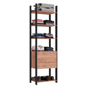 Closet 2 Gavetas 4 Prateleiras Estilo Industrial Chess F04 Preto-solanum - Mpozenato