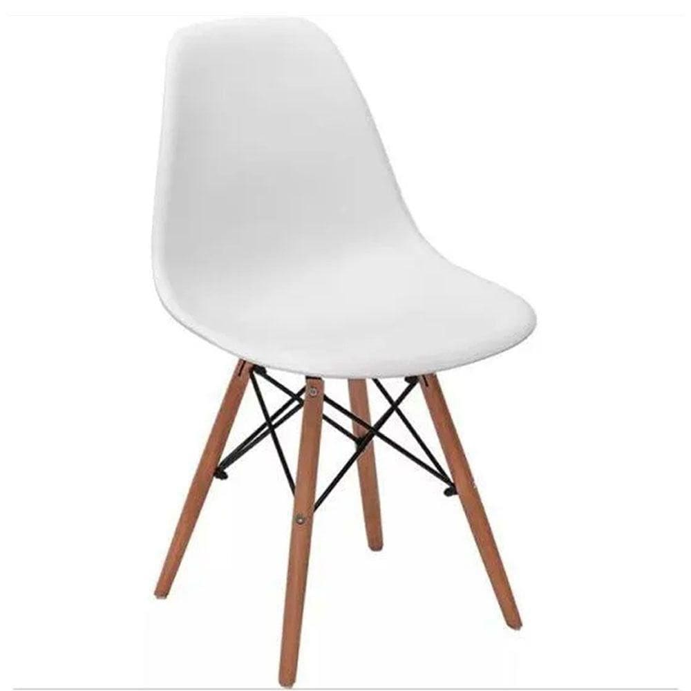 Cadeira Eames Eiffel Com Base De Madeira Intervalue Branco