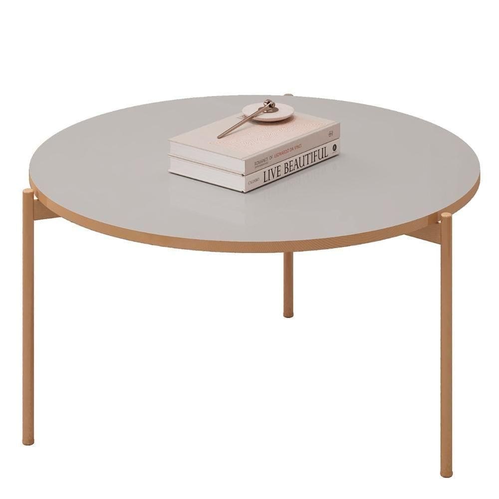 Mesa De Centro Redonda Para Sala Pé Metal Nala D04 Bali - Mpozenato