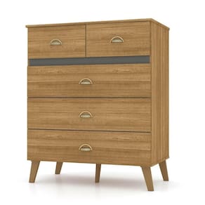 Cômoda 5 Gavetas Estilo Retrô 91cm Ziza V02 Nature-alasca - Mpozenato