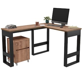 Mesa Para Em L Com Armário Baixo Chess F04 Preto-solanum - Mpozenato