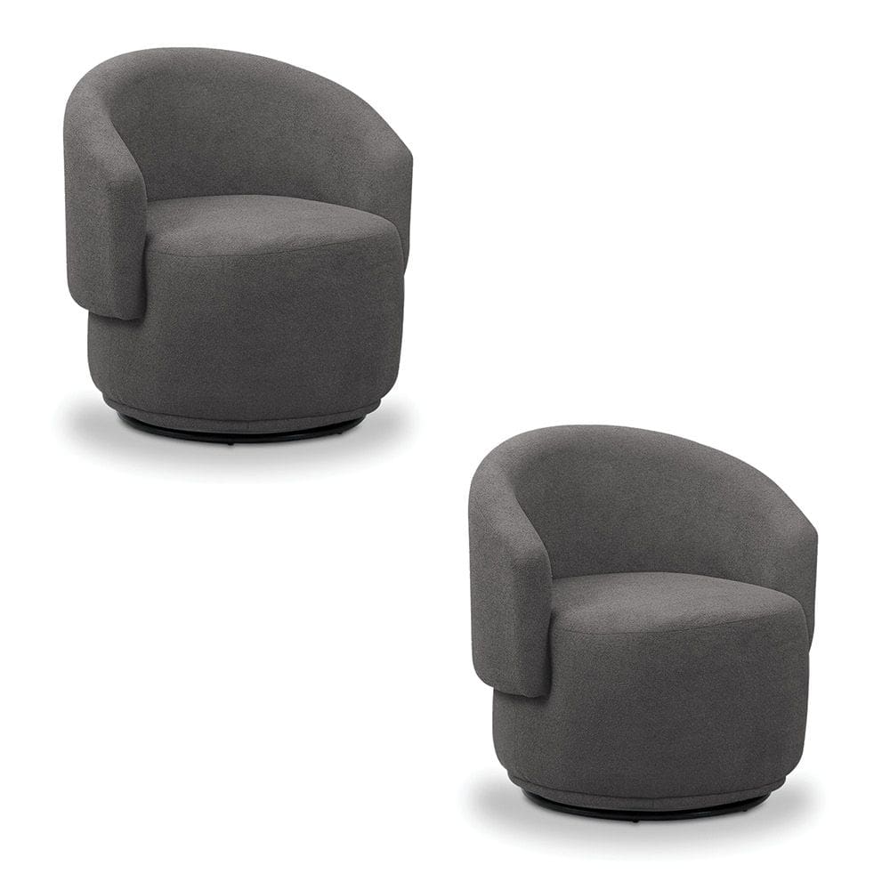 Poltrona Decorativa Orgânica Giratória Kit 2 Névoa Bouclê Cinza Escuro E03 - D`Rossi