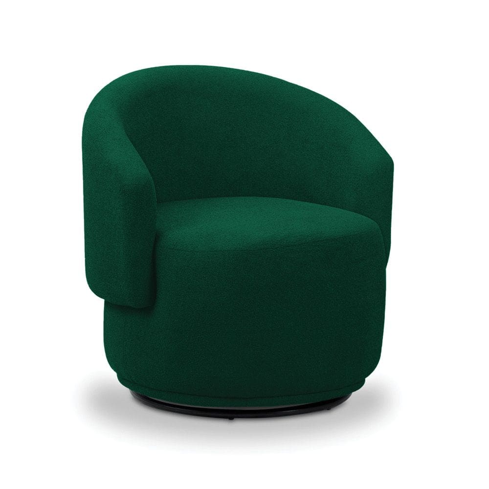 Poltrona Decorativa Orgânica Giratória Névoa Bouclê Verde E03 - D`Rossi