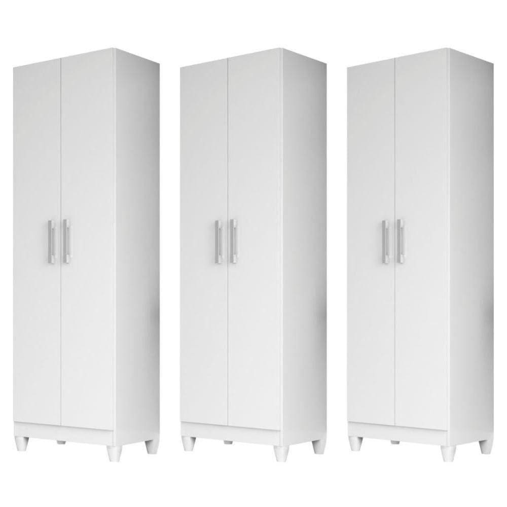 Kit 3 Armários Organizadores Multiuso íris 2 Portas Branco - Moval