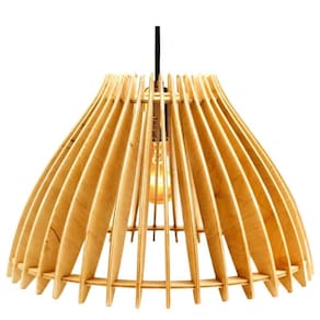 Luminária Teto Tipo Pendente Em Mdf Aruanã Completa - Cor:mdf Cru