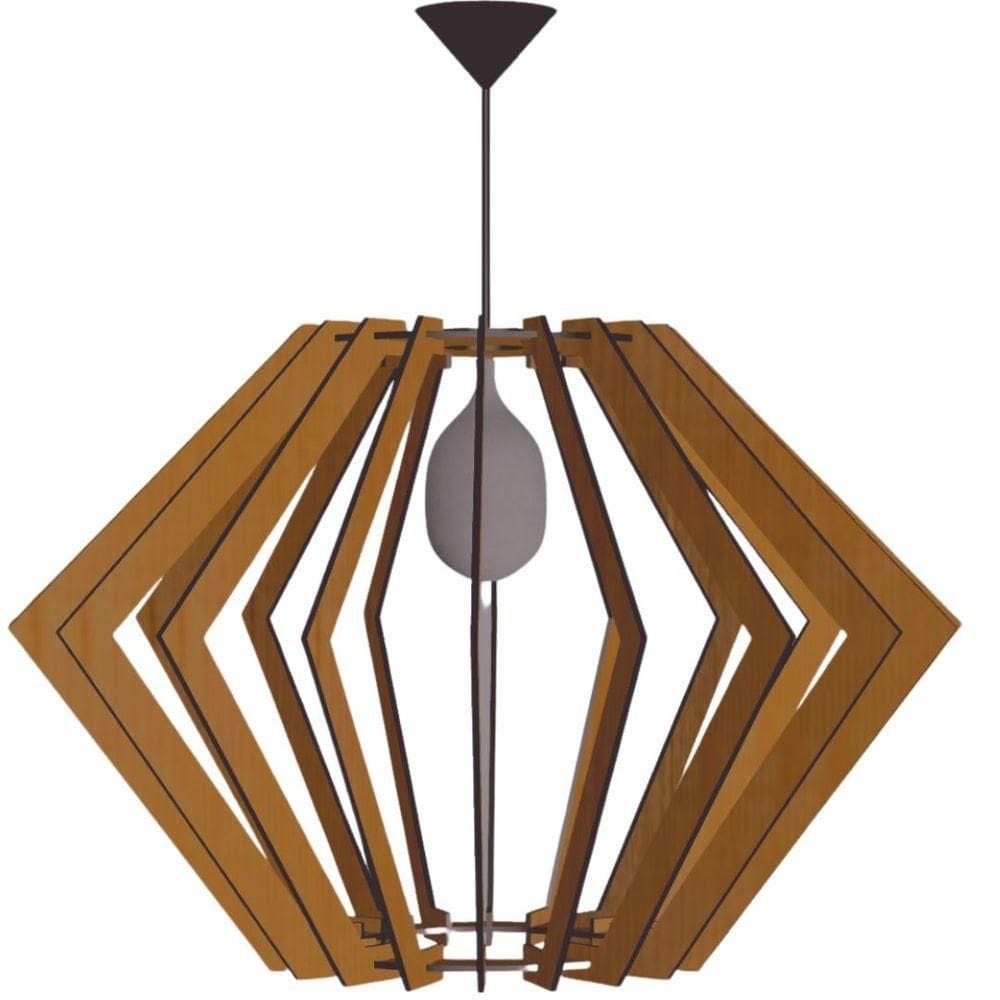 Luminária Teto Tipo Pendente Pegasus Mdf Completa - Cor:marrom