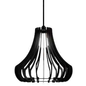 Luminária Teto Tipo Pendente Gancho Mdf Completa - Cor:preta