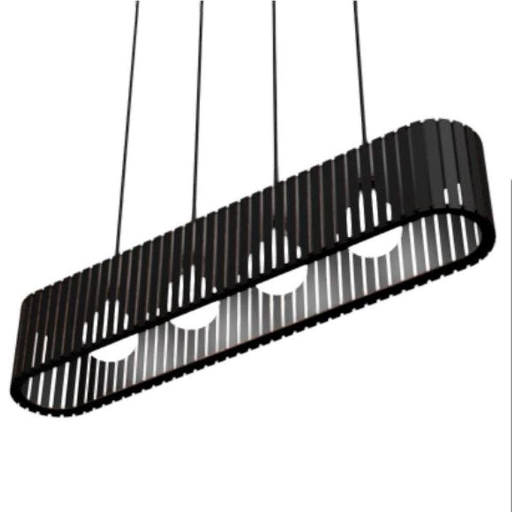 Luminária Pendente Centauro Modelo Ripado Preta