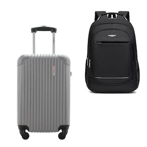 Kit Mala de Bordo 10kg Viagem Rígida Rodas 360º ABS Cadeado Segredo Gladiador A2MB com Mochila Executiva Notebook 102