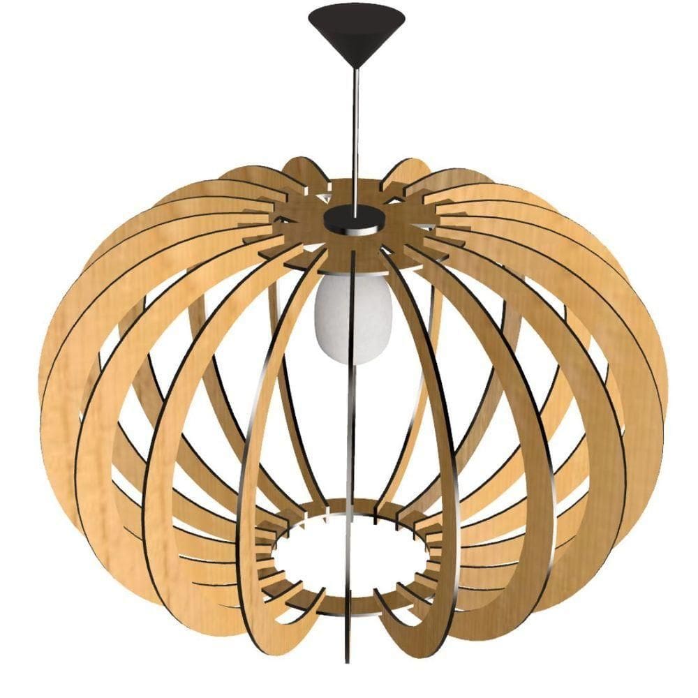 Luminária Teto Tipo Pendente Olimpía Mdf Completa - Cor:mdf Cru