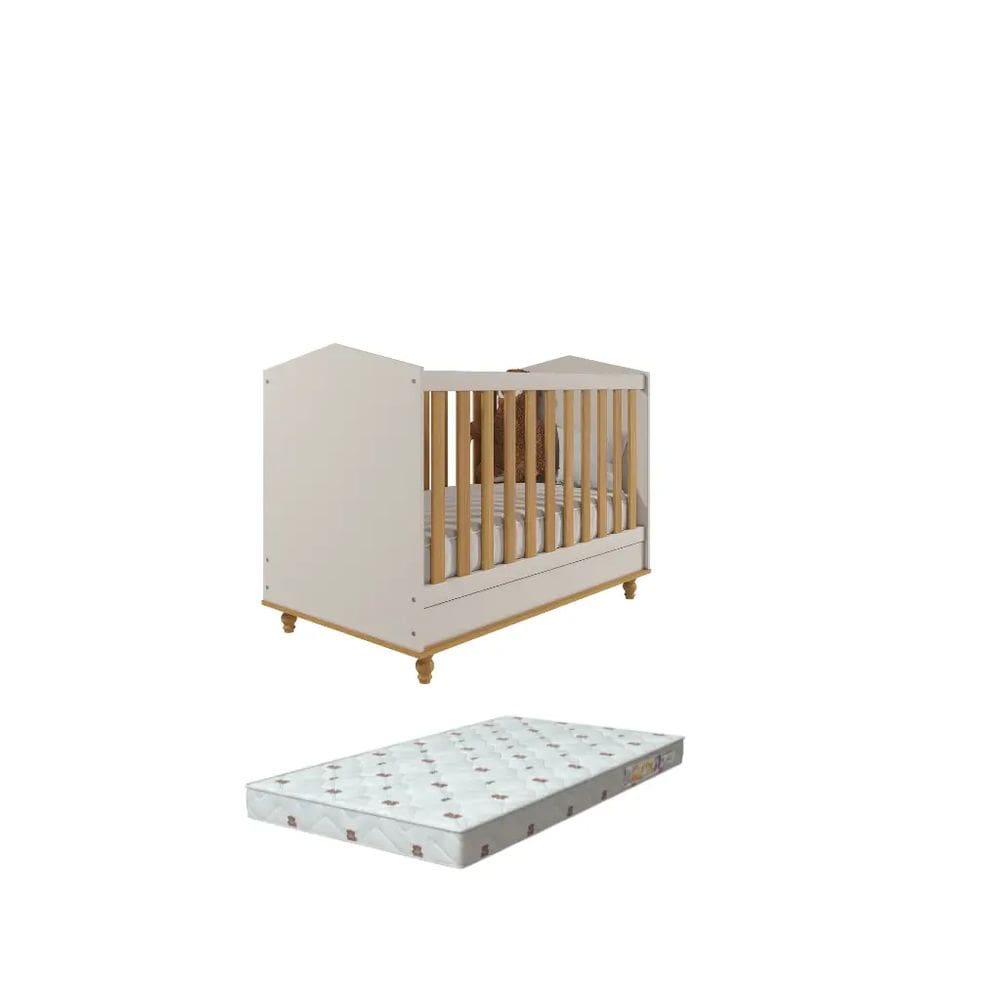 Berço Bebe MDF Dorabelly Sinha Com Colchão