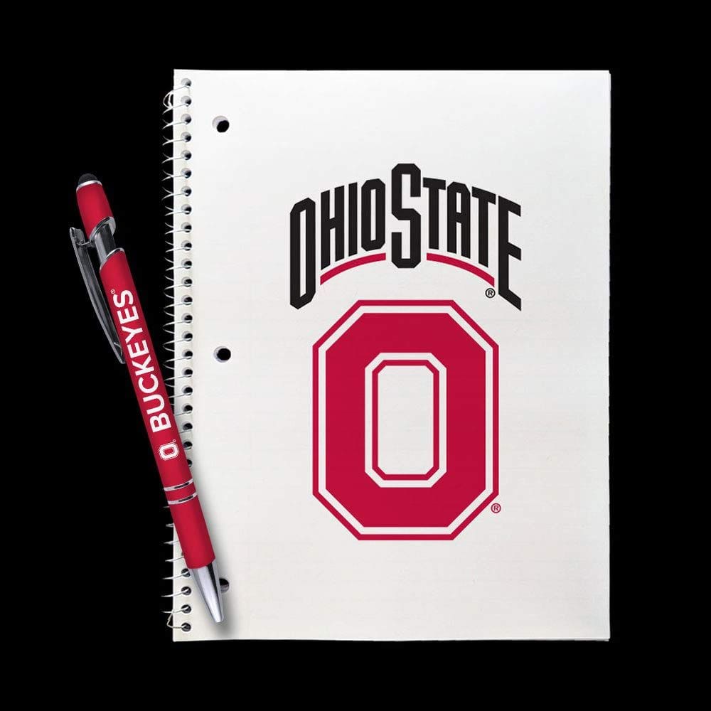 Conjunto de presentes, caneta comemorativa, caderno espiral Ohio State Buckeyes