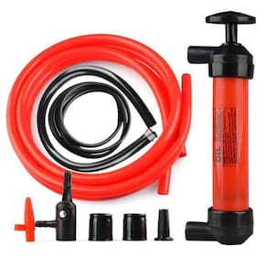 Kit Bomba Succao Liquidos Gasolina Oleo Combustiveis Com Inflador De Ar Enche Bolas Pneu Transferencia Manual Sugador