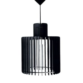 Luminária Teto Tipo Pendente Drink Mdf Completa - Cor:preta