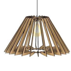 Luminária Teto Tipo Pendente Pirâmide Mdf Completa - Cor:mdf Cru