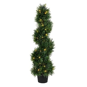 Árvore espiral de topiaria de cedro artificial Vickerman 90 cm com LED