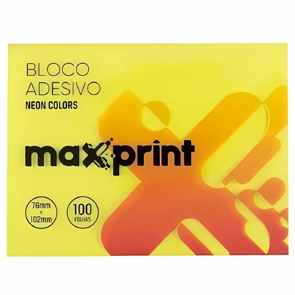 Bloco Adesivo Amarelo Neon 76mm x 102mm 100 Folhas | MaxPrint