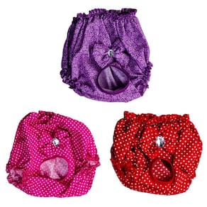 Kit 3 Calcinhas Para Cachorro - Rosa, Vermelha E Lilás Gg