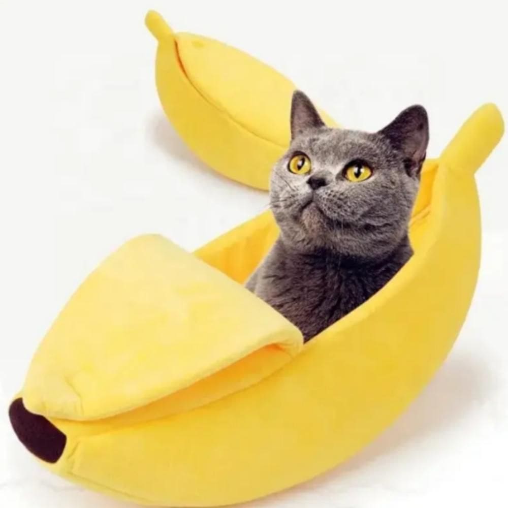 Casinha De Cachorro Pet Gato Cama Banana Grande Portatil Pelucia Macia Viagem Sono Descanso Fofinha