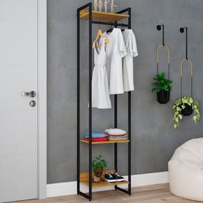 Closet Fine 3 Prateleiras Lâmina Marrom/Preto - Pnr Móveis