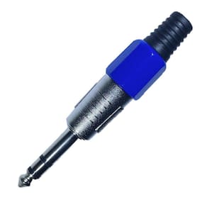 Plug P10 Stereo Metal Com Corpo Plastico Azul