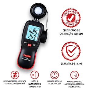Luxímetro Digital Medidor De Iluminação + Certificado de Calibração