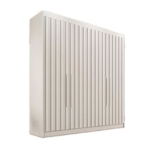 Guarda Roupa Casal 4 Portas 3 Gavetas Potente Ripado Off White