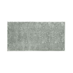 Tapete Antiderrapante Cinza Fio Prateado Banheiro 60x120cm