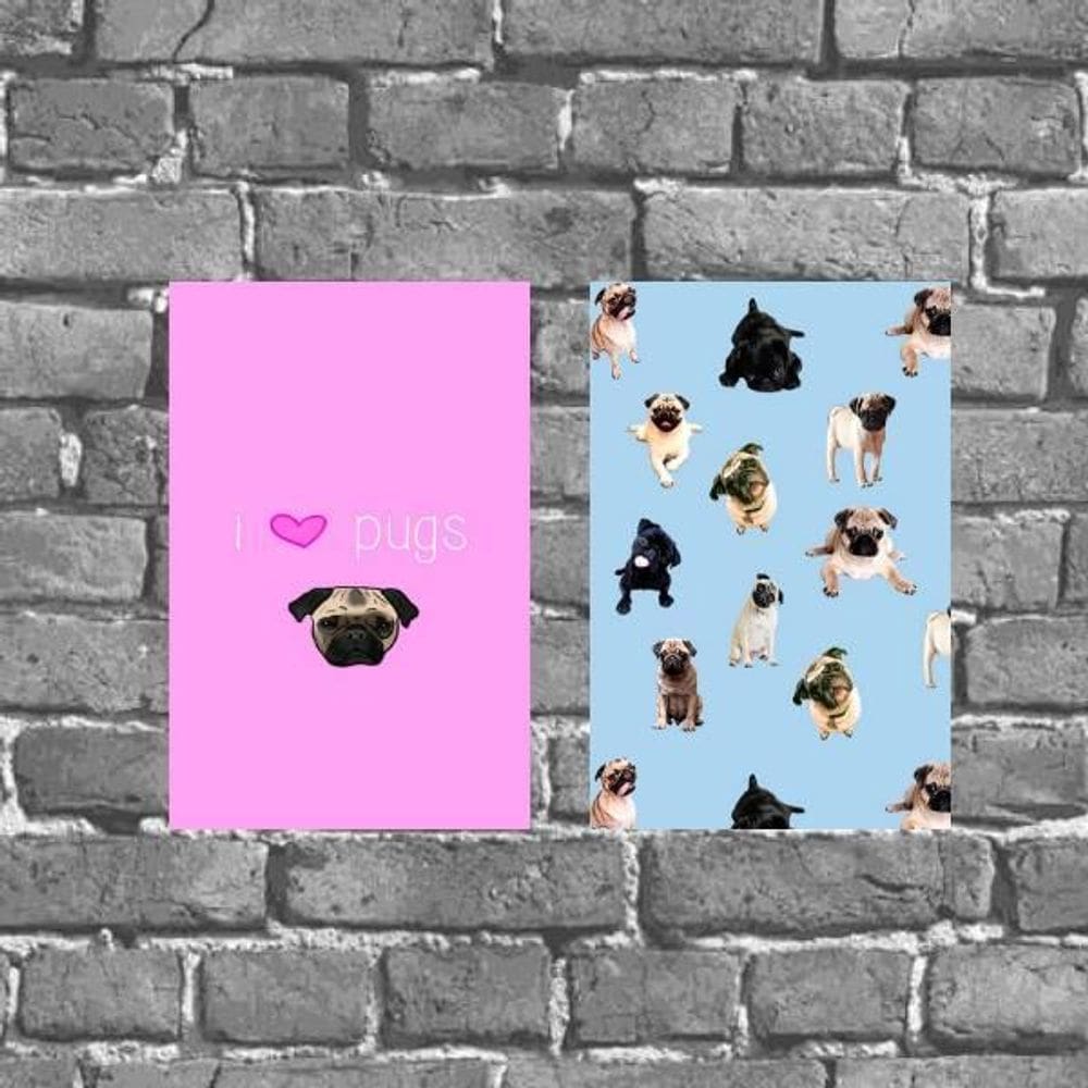 Kit 2 Placas Decorativas I Love Pugs 18X27Cm