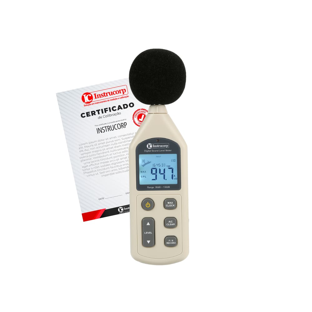 Decibelímetro Data Logger Conforme IEC PUB 651 com Certificado de Calibração - Instrucorp IC-5012