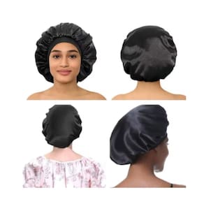 Touca de Cetim Antifrizz Premium - Preta